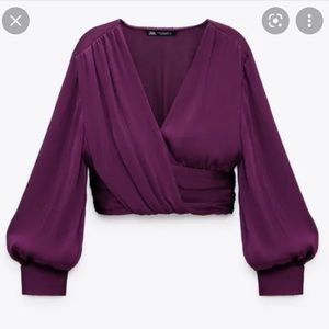 Zara Knotted Surplice Top Purple
